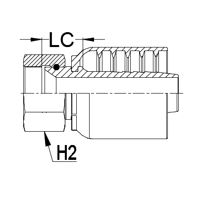 1 - 7/8&quot; JIC FEMALE STRAIGHT X 1 - 1/4&quot; 1-PIECE M/S NON-SKIVE TAIL