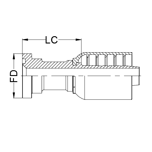 1 - 1/4&quot; SAE CODE 62 STRAIGHT FLANGE STRAIGHT X 1&quot; 1-PIECE M/S NON-SKIVE TAIL