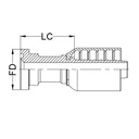1 - 1/4&quot; SAE CODE 62 STRAIGHT FLANGE STRAIGHT X 1&quot; 1-PIECE M/S NON-SKIVE TAIL