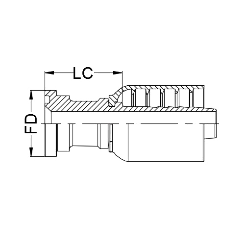 1 - 1/4&quot; SAE CODE 61 STAIGHT FLANGE STRAIGHT X 1 - 1/4&quot; 1-PIECE M/S NON-SKIVE TAIL