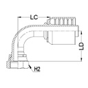 1&quot; ORFS FEMALE 90° SWEPT X 1/2&quot; 1-PIECE M/S NON-SKIVE TAIL