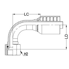 3/4&quot; JIC FEMALE 90° SWEPT X 1/2&quot; 1-PIECE M/S NON-SKIVE TAIL