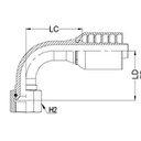1 - 1/16&quot; JIC FEMALE 90° SWEPT X 1/2&quot; 1-PIECE M/S NON-SKIVE TAIL