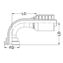 1&quot; SAE FLANGE CODE 62 90° SWEPT X 3/4&quot; 1-PIECE M/S NON-SKIVE TAIL