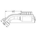 1&quot; SAE FLANGE CODE 62 45° SWEPT X 1&quot; 1-PIECE M/S NON-SKIVE TAIL