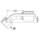 13/16&quot; ORFS FEMALE 45° SWEPT X 1/2&quot; 1-PIECE 1 &amp; 2-WIRE TAIL