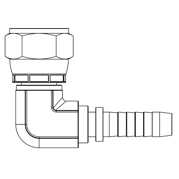 1 - 5/16&quot; JIC FEMALE 90°COMPACT X 1&quot; SWAGE HOSETAIL (2-PC)