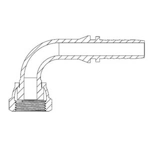 1&quot; ORFS FEMALE 90° SWEPT X 1&quot; SWAGE HOSETAIL (2-PC)