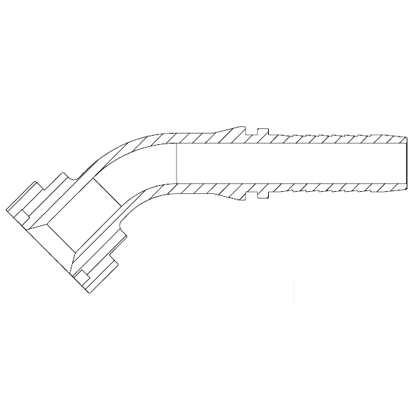 1 - 1/2&quot; SAE FLANGE CODE 62 45° SWEPT X 1 - 1/2&quot; SWAGE HOSETAIL (2-PC)