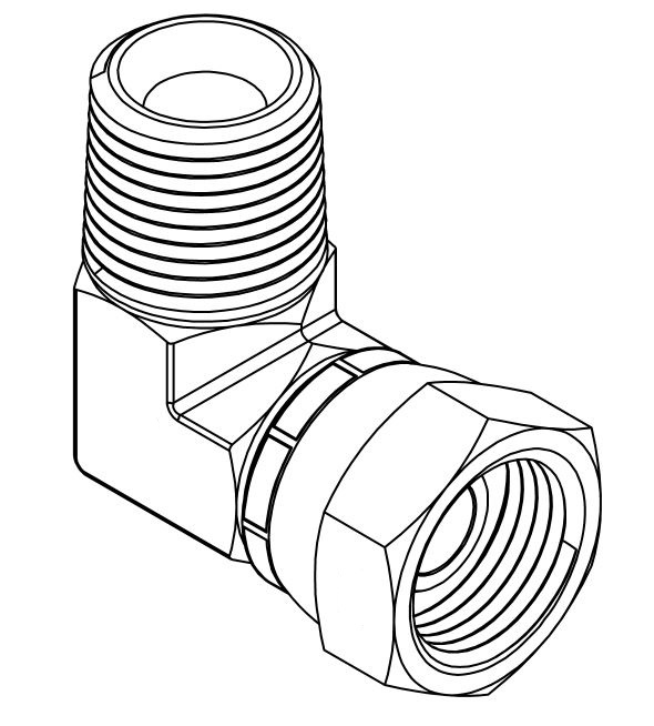 1/2&quot; BSPT MALE X 3/8&quot; BSPP FEMALE SWIVEL 90° COMPACT