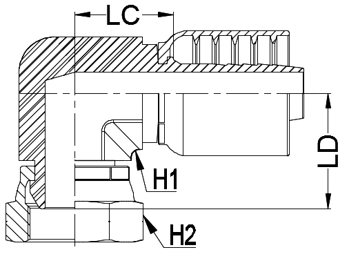 3/4&quot; BSPP FEMALE 90° COMPACT X 3/4&quot; 1-PIECE M/S NON-SKIVE TAIL