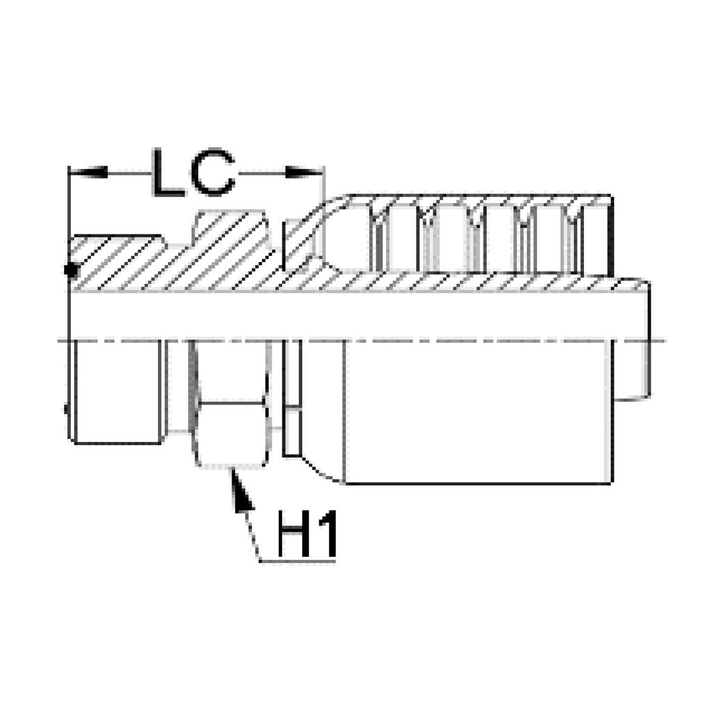 1 - 7/16&quot; ORFS MALE STRAIGHT X 1&quot; 1-PIECE M/S NON-SKIVE TAIL