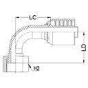 1 - 7/16&quot; ORFS FEMALE 90° SWEPT X 1&quot; 1-PIECE M/S NON-SKIVE TAIL