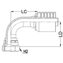 1 - 1/16&quot; JIC FEMALE 90° SWEPT X 5/8&quot; 1-PIECE M/S NON-SKIVE TAIL