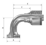 1 - 1/4&quot; SAE FLANGE CODE 62 90° SWEPT X 1&quot; 1-PIECE M/S NON-SKIVE TAIL