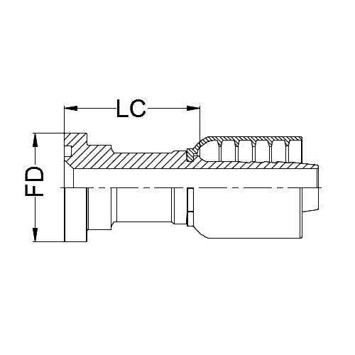 3/4&quot; SAE CODE 62 STRAIGHT FLANGE STRAIGHT X 3/4&quot; 1-PIECE 1 &amp; 2-WIRE TAIL