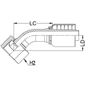 3/8&quot; BSPP FEMALE 45° SWEPT X 3/8&quot; 1-PIECE 1 &amp; 2-WIRE TAIL