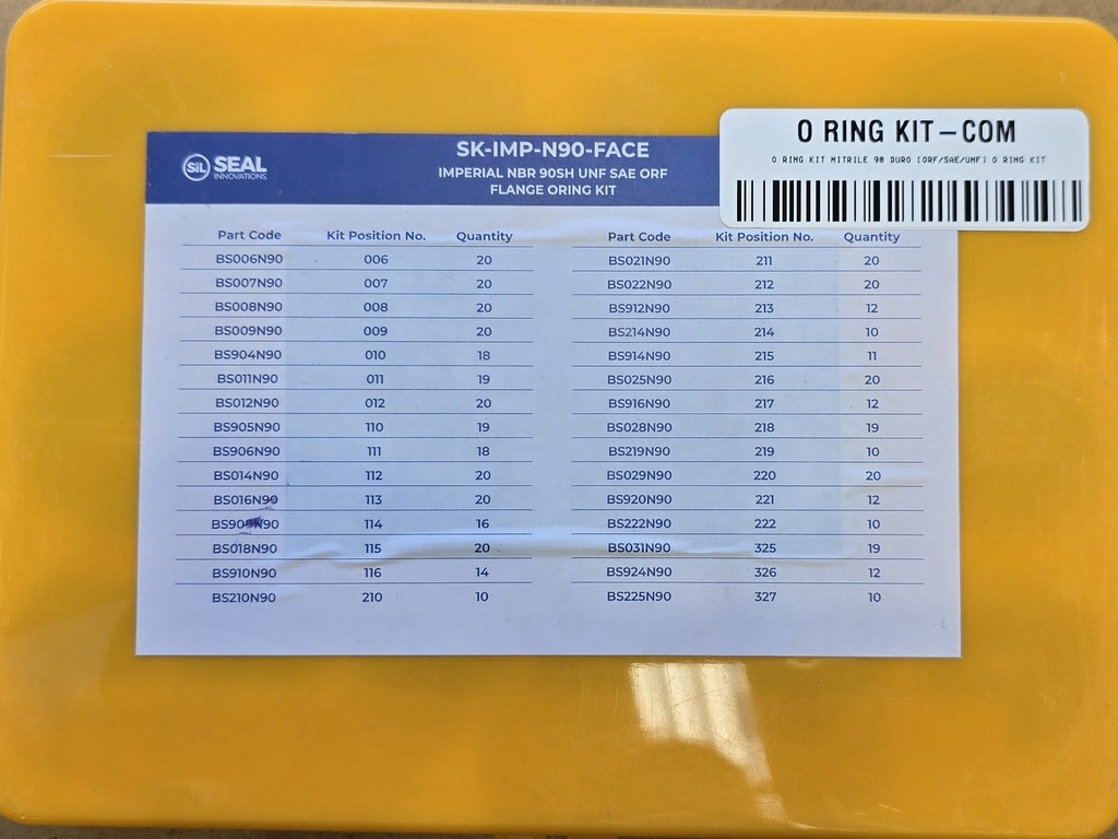 O RING KIT NITRILE 90 DURO [ORF/SAE/UNF] O RING KIT