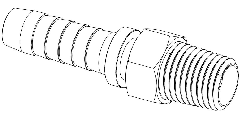 1/8&quot; BSPT MALE STRAIGHT X 1/4&quot; SWAGE HOSETAIL (2-PC)