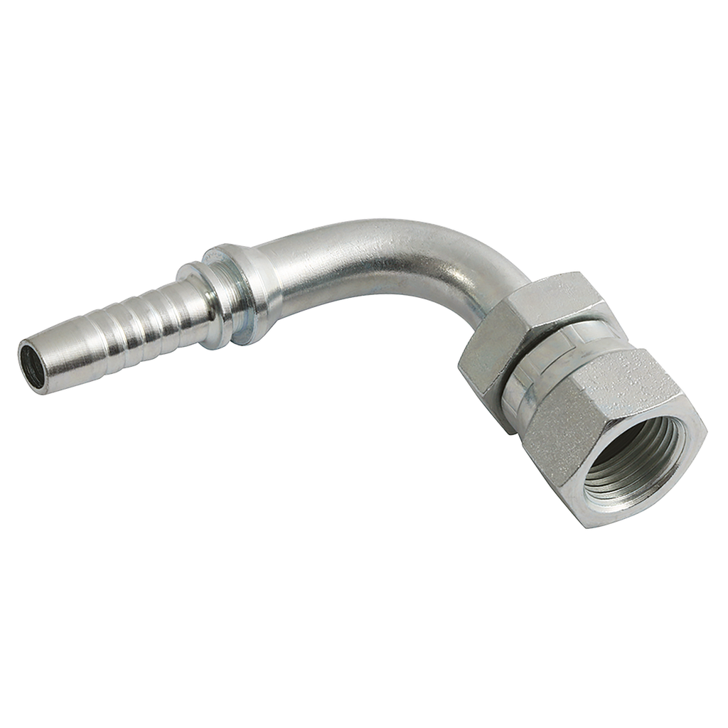 1/4&quot; JIS (BSP) INVERTED FLARE FEMALE 90° SWEPT X 1/4&quot; SWAGE HOSETAIL (2-PC)