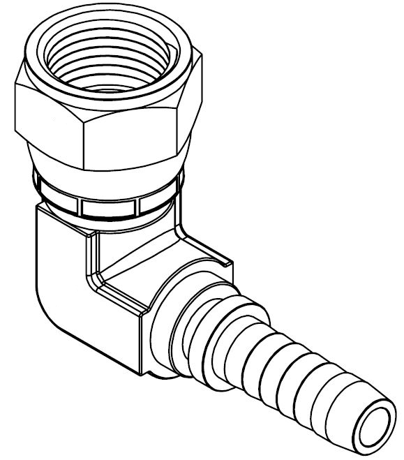7/16&quot; JIC FM 90°COMPACT X 1/4&quot; SWAGE HOSETAIL (2-PC)
