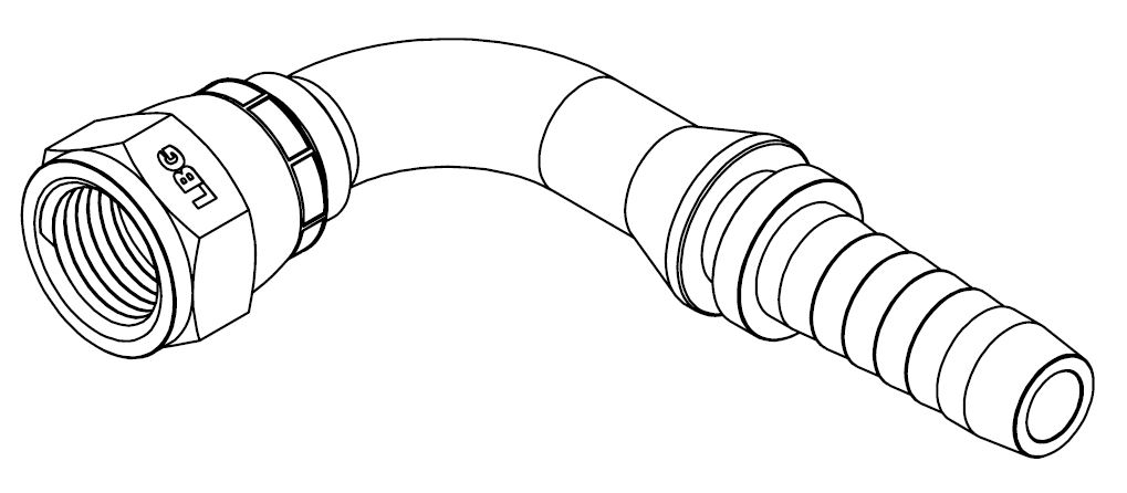 7/8&quot; JIC FEMALE 90° SWEPT X 3/4&quot; SWAGE HOSETAIL (2-PC)
