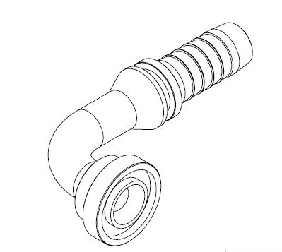 1 - 1/2&quot; SAE FLANGE CODE 61 90° SWEPT X 1 - 1/4&quot; SWAGE HOSETAIL (2-PC)