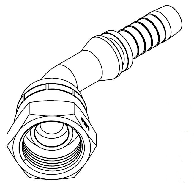 1 - 1/4&quot; BSPP FEMALE 45° SWEPT X 1 - 1/4&quot; SWAGE HOSETAIL (2-PC)