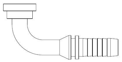 1/2&quot; SAE FLANGE CODE 62 90° SWEPT X 1/2&quot; SWAGE HOSETAIL (2-PC)