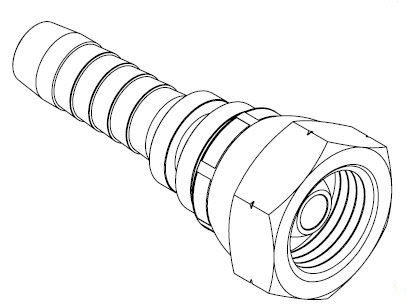 42 MM DKOS FEMALE METRIC HEAVY STRAIGHT X 1&quot; SWAGE HOSETAIL (2-PC)