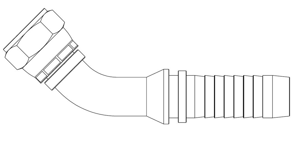 9/16&quot; JIC FEMALE X 3/8&quot; S/S SWAGE HOSETAIL 45° SWEPT