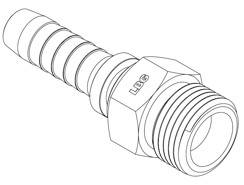 26 MM DKOL MALE METRIC LIGHT STRAIGHT X 3/4&quot; SWAGE HOSETAIL (2-PC) (SS)