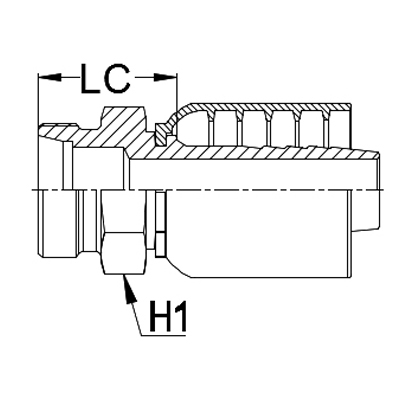 M36 - 2.0 DKOL (light) metric male X 1&quot; K Series 1pc hosetail to suit 1 W/B &amp; 2 W/B hose - Straight 