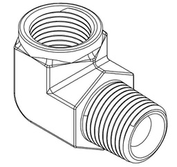 [AE90-0404] 1/4&quot; BSPT MALE X 1/4&quot; BSPT FIXED FEMALE 90° COMPACT