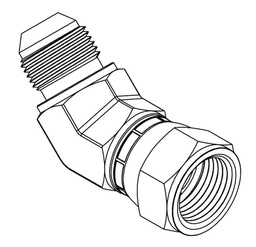 [GJ45-1717] 1 - 1/16&quot; JIC MALE X 1 - 1/16&quot; JIC FEMALE SWIVEL 45° COMPACT