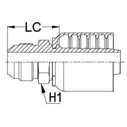 [J018-3020] 1 - 7/8&quot; JIC MALE STRAIGHT X 1 - 1/4&quot; 1-PIECE M/S NON-SKIVE TAIL