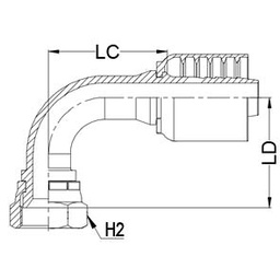 [J055-1708] 1 - 1/16&quot; JIC FEMALE 90° SWEPT X 1/2&quot; 1-PIECE M/S NON-SKIVE TAIL