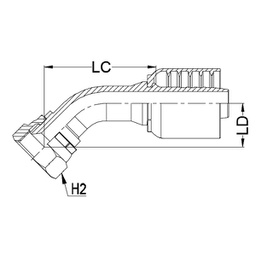 [J064-1408] 7/8&quot; JIC FEMALE 45° SWEPT X 1/2&quot; 1-PIECE M/S NON-SKIVE TAIL