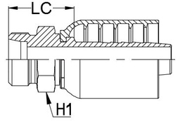 [J078-5220] 52  MM DKOS MALE METRIC HEAVY STRAIGHT X 1 1/4&quot; SWAGE HOSETAIL (1-PC)