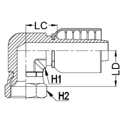 [K029-1206] 3/4&quot; JIC FEMALE 90°COMPACT X 3/8&quot; 1-PIECE 1 &amp; 2-WIRE TAIL