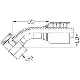 [K060-1212] 3/4&quot; BSPP FEMALE 45° SWEPT X 3/4&quot; 1-PIECE 1 &amp; 2-WIRE TAIL