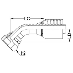 [K064-2116] 1 - 5/16&quot; JIC FEMALE 45° SWEPT X 1&quot; 1-PIECE 1 &amp; 2-WIRE TAIL
