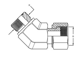 [RT45-2323] 1 7/16 ORF x 1 7/16 ORF M/F 45°