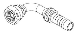 [S083-1604] 16 MM DKOS FEMALE METRIC HEAVY 90° SWEPT X 1/4&quot; SWAGE HOSETAIL (2-PC)