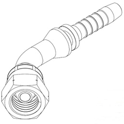 [S087-3012] 30 MM DKOL FEMALE METRIC LIGHT 45° SWEPT X 3/4&quot; SWAGE HOSETAIL (2-PC)