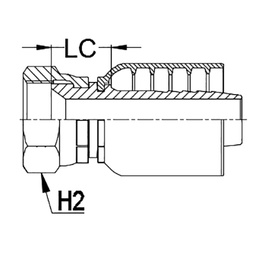 [K005-4032] 2 - 1/2&quot; JIC female X 2&quot; K Series 1pc hosetail to suit 1 W/B &amp; 2 W/B hose - Straight 