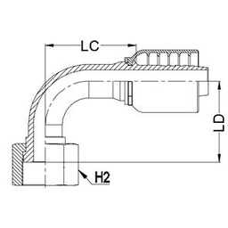 [K052-0904L] 9/16&quot; ORFS female X 1/4&quot; K Series 1pc hosetail to suit 1 W/B &amp; 2 W/B hose - 90° swept long dropper