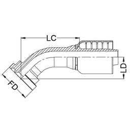 [K068-3232] 2&quot; SAE Code 61 flange X 2&quot; K Series 1pc hosetail to suit 1 W/B &amp; 2 W/B hose - 45° swept 
