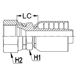 [K070-4224] M42 - 2.0 Komatsu female X 1 - 1/2&quot; K Series 1pc hosetail to suit 1 W/B &amp; 2 W/B hose - Straight 