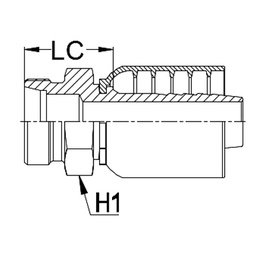 [K080-3616] M36 - 2.0 DKOL (light) metric male X 1&quot; K Series 1pc hosetail to suit 1 W/B &amp; 2 W/B hose - Straight 